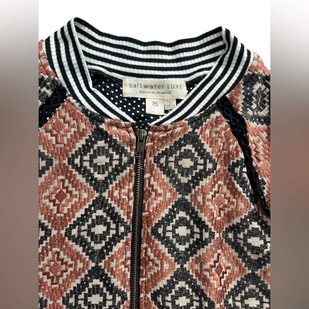 Saltwater Luxe Geometric Print Bomber Jacket Size XS - Picture 6 of 6